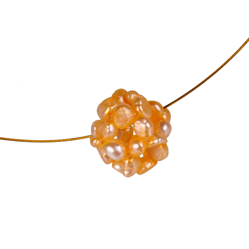 Perlenball, Perlenkugel, Ã˜12-13mm, Süßwasserperlen, gelb
